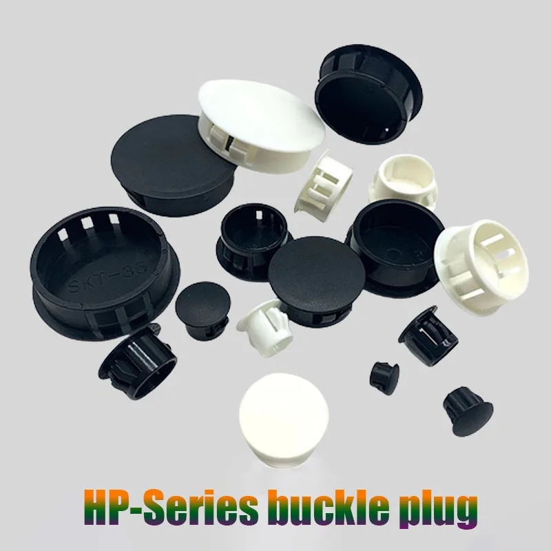 30Pc Black/White Snap-on Plug Hole Cover HP5 6 8 9 10 11 12mm to 50mm Plastic Hole Plug Blanking End Caps Tube Pipe Inserts Plug