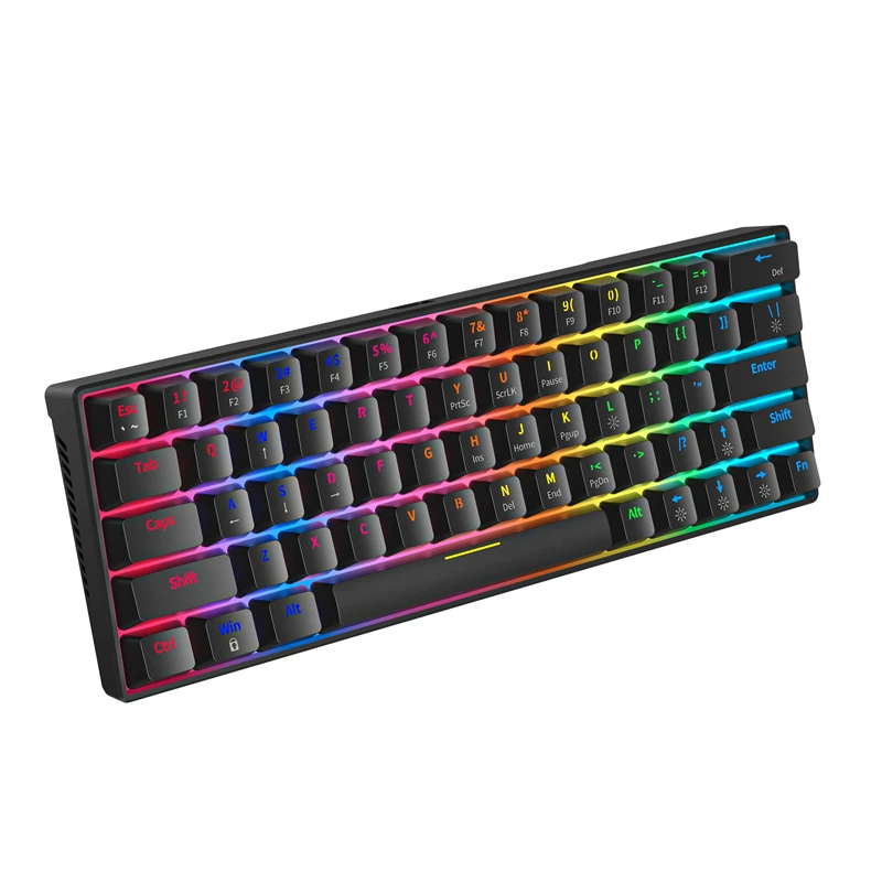 ZIFRIEND Black Mini Mechanical Keyboard 3 Pins Hot Swappable RGB  60% Keyboard Red Switch Blue Switch