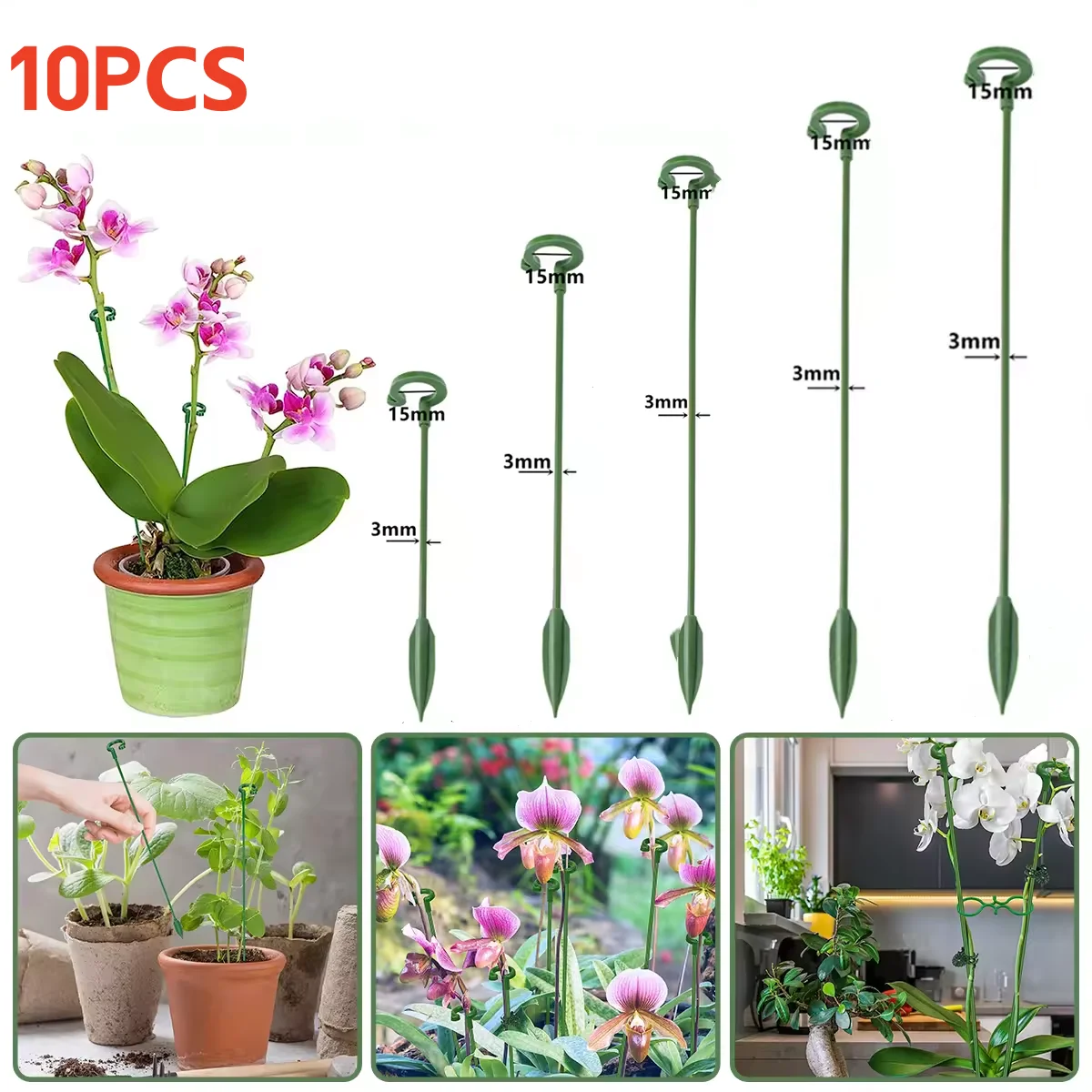 10PCS Butterfly Plant Support Stakes Orchid Flower Support Rods Reusable Potted Plant Fixing Clips Gardening Supplies