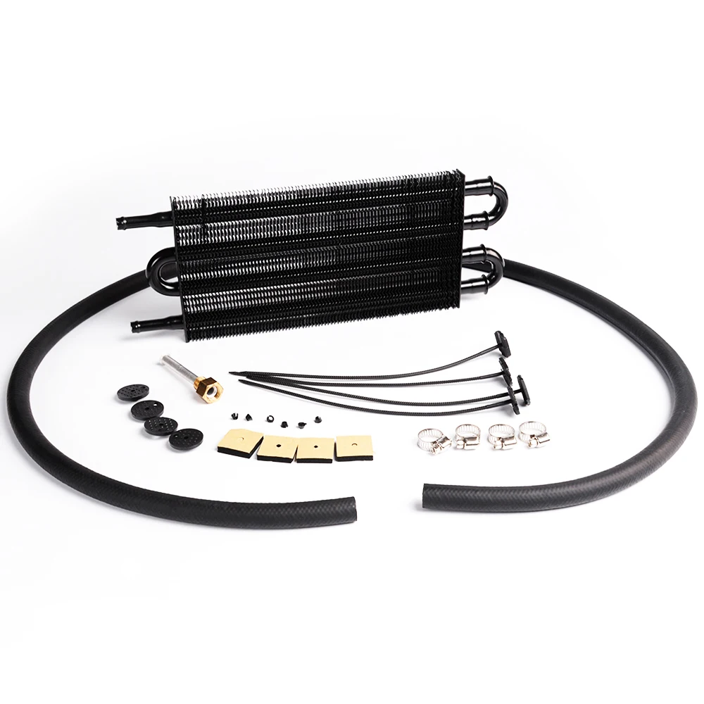 

4 Row Transmission Oil Cooler+Hose /Mounting Kit Radiator Auto-Manual Aluminum