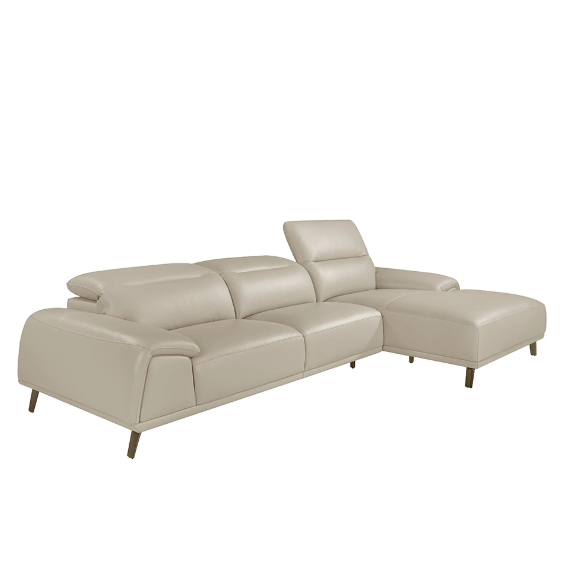 CHAISE LONGUE leather upholstered sofa with 6150 jointed backs