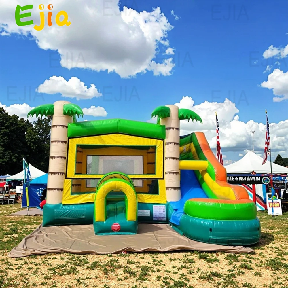 Commercial Grade Tropical Modular19' L Inflatable Bounce House Water Slide Jump Bouncy Castle For Kids Adult Party Event Rental
