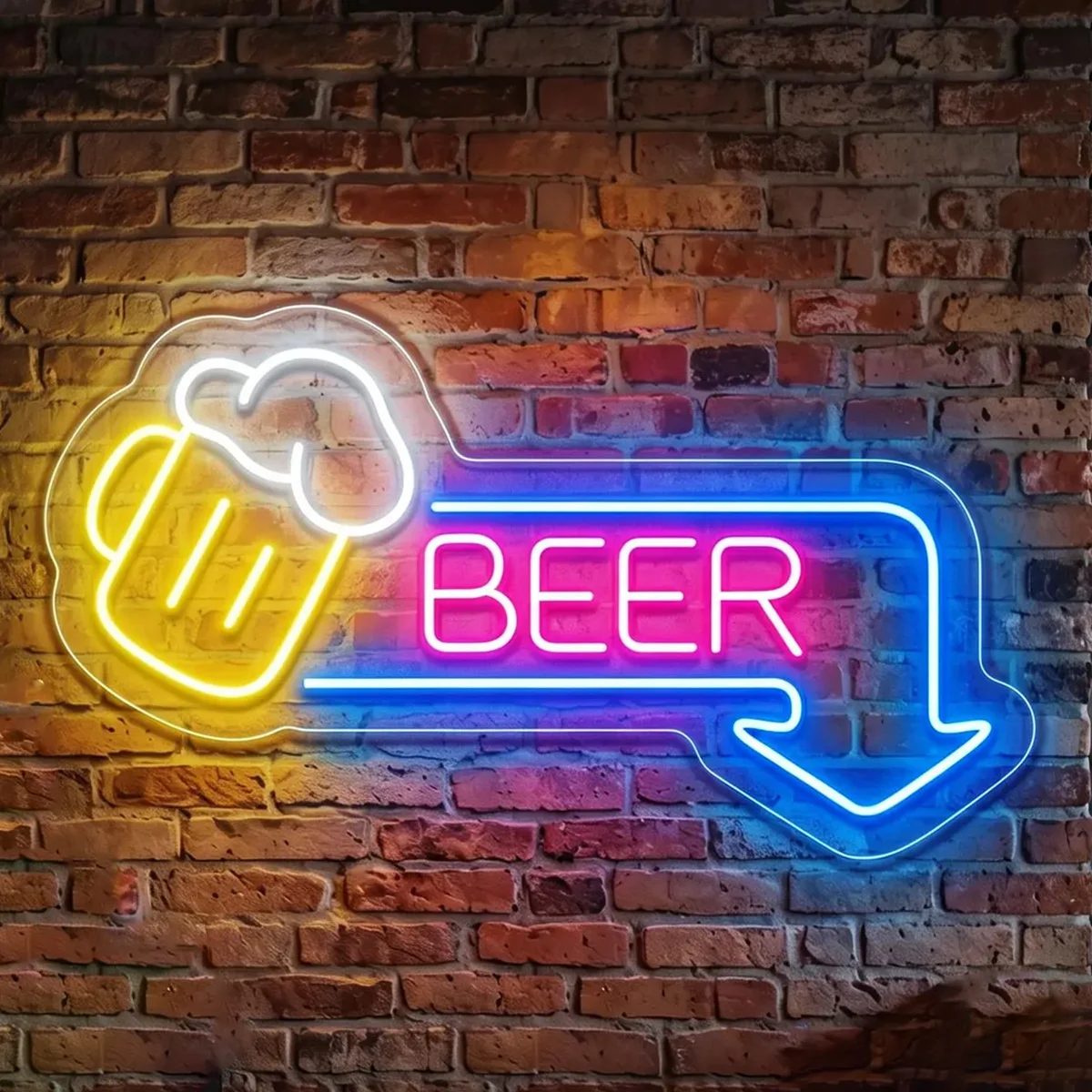 Beer Arrow Neon Sign for Wall Decor, Beer Neon Sign for Bar Pub Man Cave Room, USB Powered Neon with Dimmable Brightness