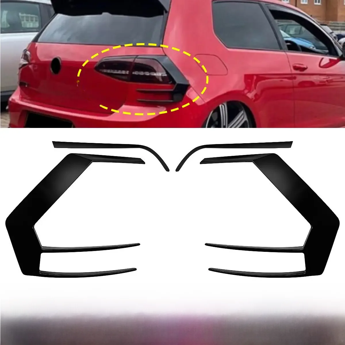1 Paar Achterbumper Splitter Canard Voor Vw Golf 7 7.5 MK7 MK7.5 GTI R GTD R400 2012-2020 Achterlicht Spoiler Remlicht Trim - afbeelding 2
