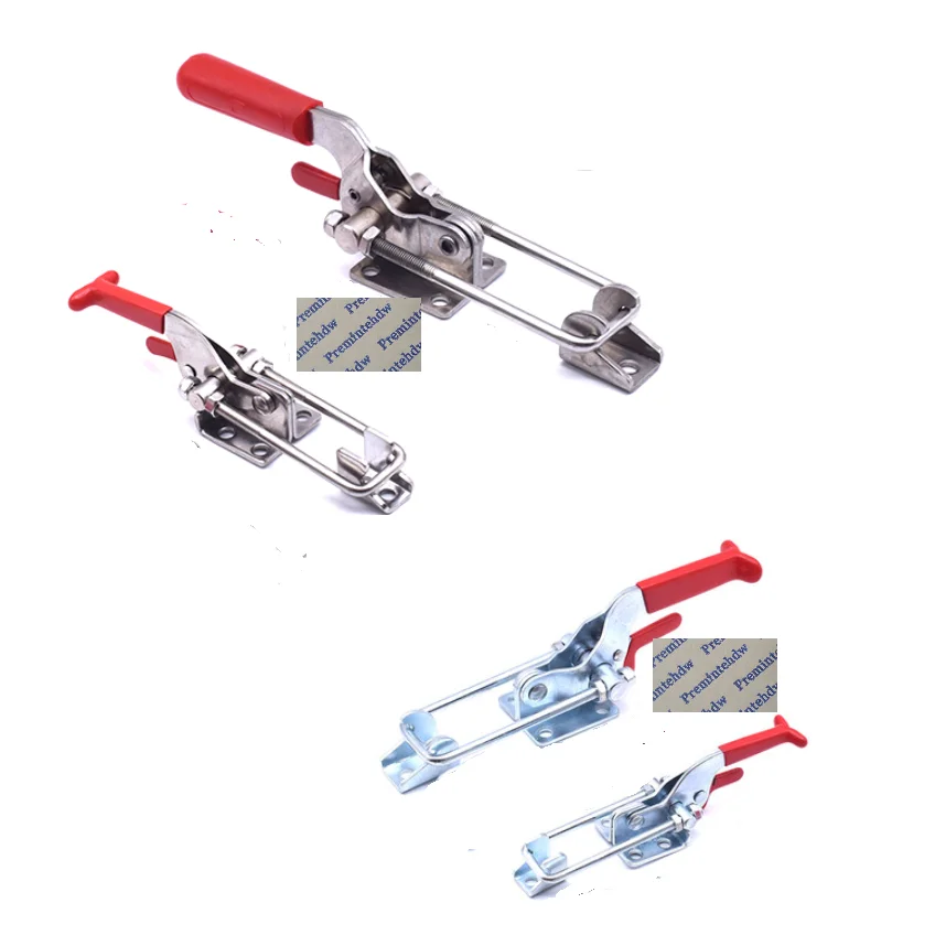 2Pcs SUS304 Iron Toggle Hasp Latch Adjustable U-Bolt With Spring Loaded Self-Lock Industrial EquiIpment Toolbox