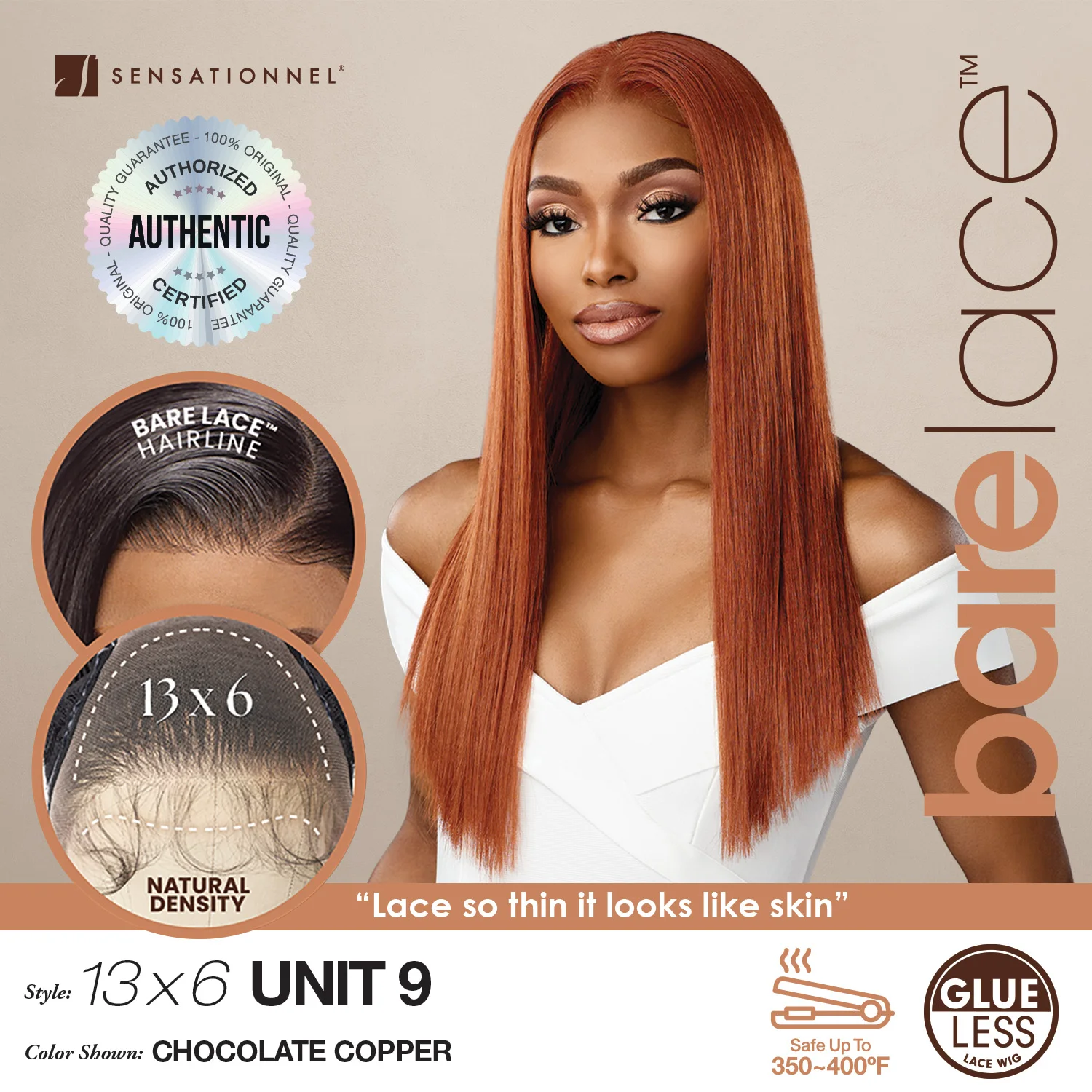 Sensationnel BareLace Glueless Lace Front Wig 13X6 Unit 9 - Straight, Comfortable Wear, Flawless Fit