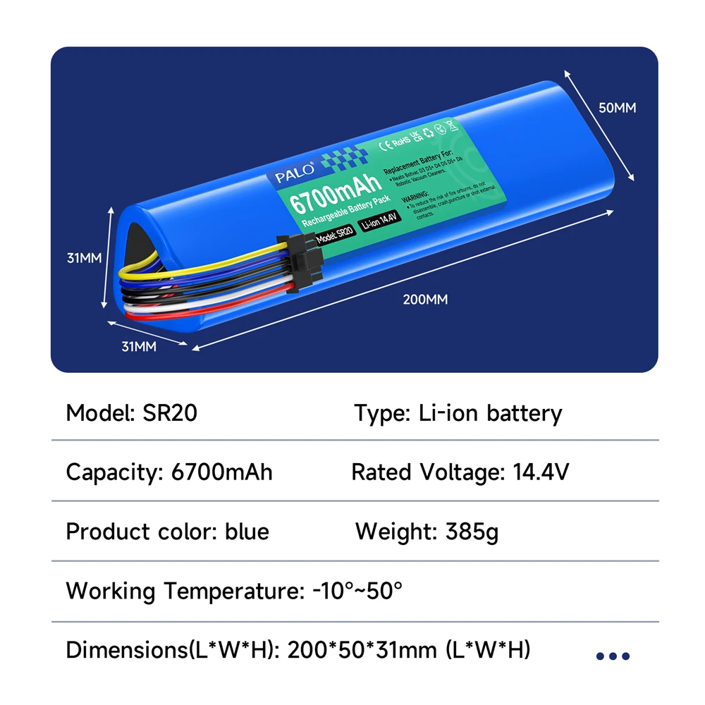 Akumulator 6700mAh do odkurzacza Neato Botvac Connected D3, D3+, D4, D5, D5+, D6, D7, D301, D303,D502,D503,D701,D702,D703,D705