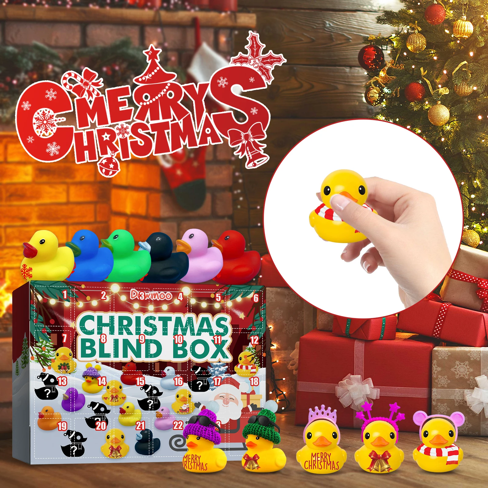 Christmas Rubber Duck Arrival Calendar Christmas Rubber Duck Toys Blind Box 24 Grid Creative Toys