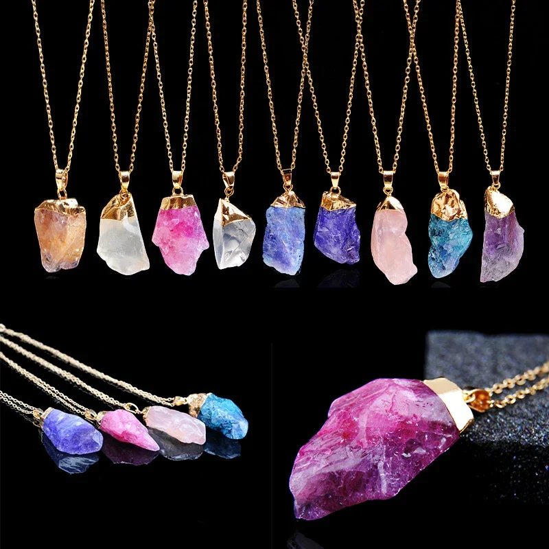 Onregelmatige Amethist Edelsteen Ketting Healing Crystal Chakra Steen Vrouwen Verjaardagscadeau Citrien Edelsteen Ketting Healing Crystal - afbeelding 2