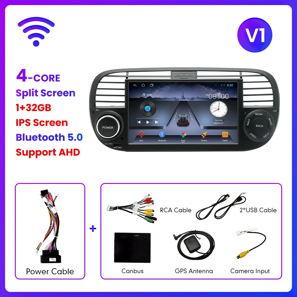 7インチ Android13 カーラジオ FIAT 500 Abarth 2007-2015対応