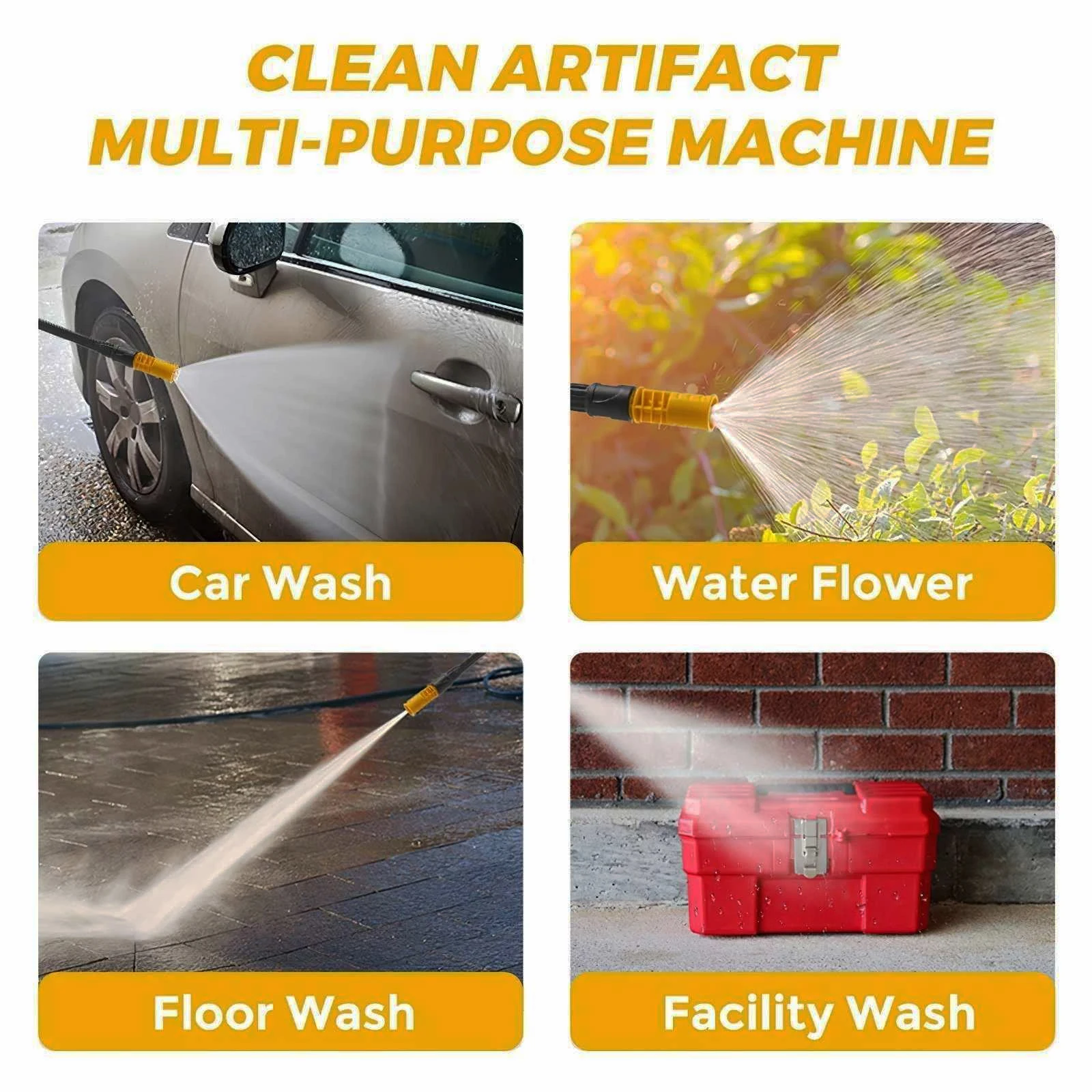 ارتفاع ضغط آلة غسل سيارات 6 في 1 سيارة كهربائية غسل حديقة مدفع المياه مع بطارية ليثيوم 20 فولت بندقية رذاذ 200Bar فرش