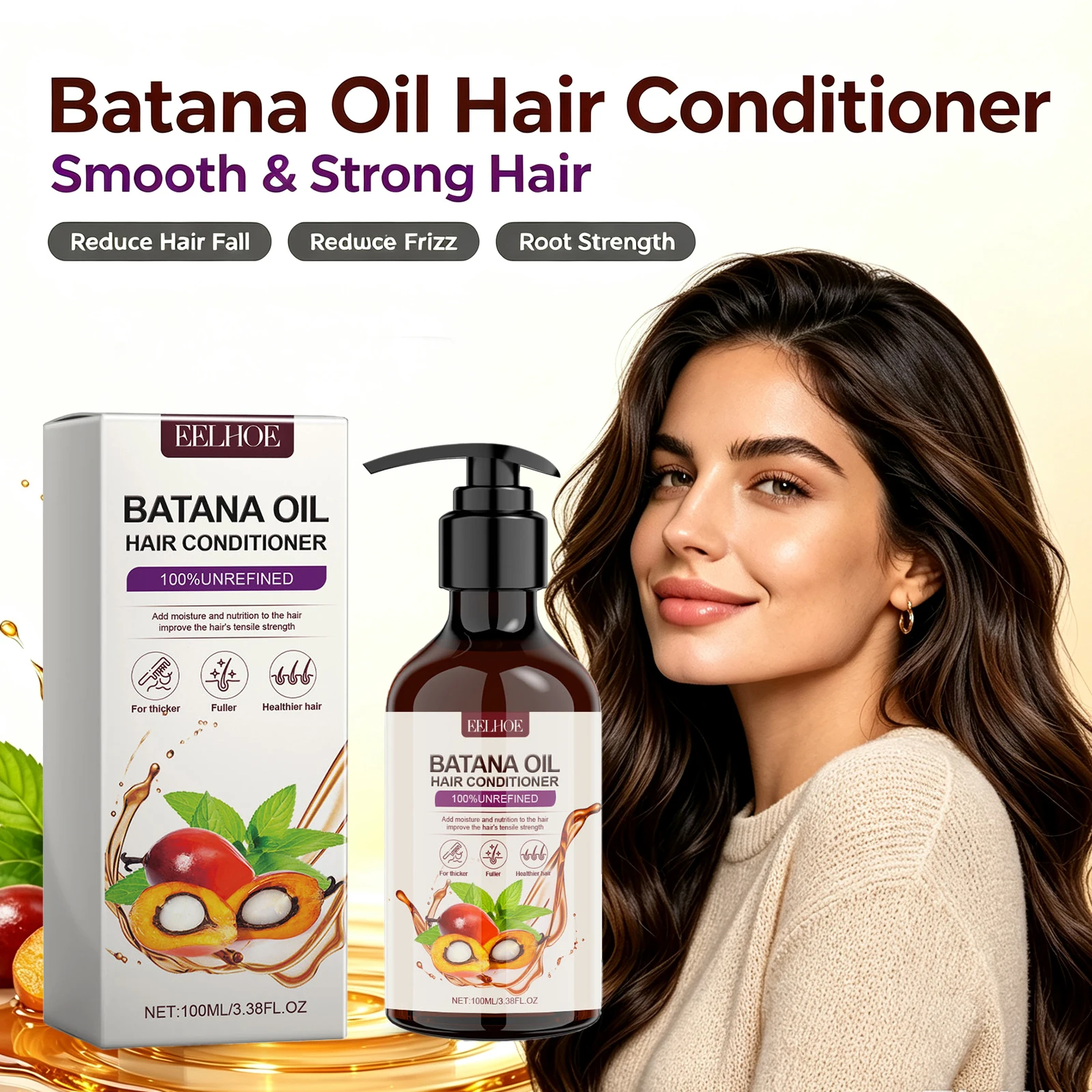 Batana Oil Hair Conditioner Lavender Extract Prevent Shedding Strengthen Roots Repair Dryness Restore Soft Manageable Strands Nourish Scalp Hair Care