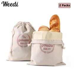 WEEDI 2PCS Beeswax Linen Bread Bags For Sourdough Bread, Washable, Removable Lining, Fresh Over 1 Week, Reusable Bread Bag