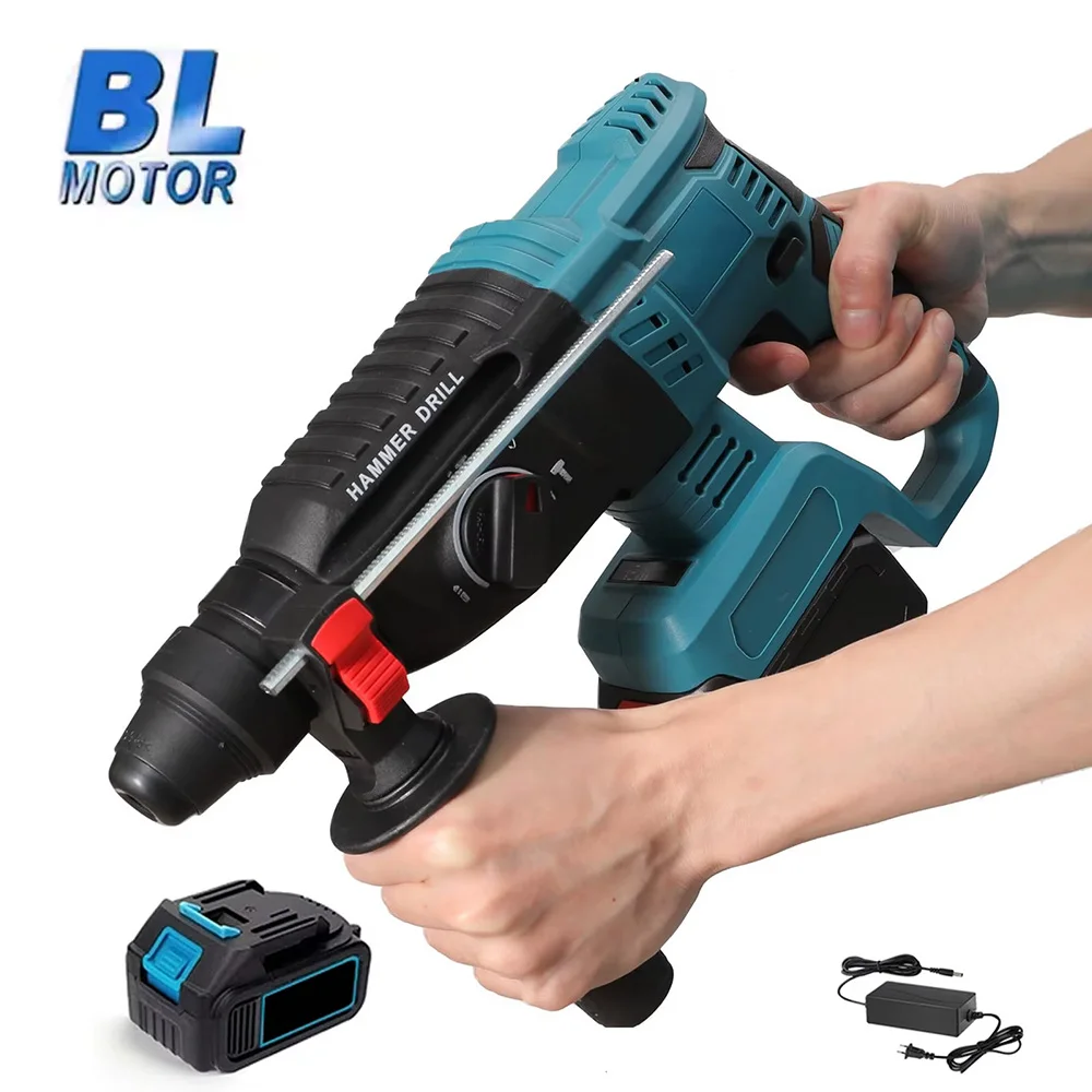 27MM Brushless Electric Hammer Drill Multifunctional Rotary Cordless Rechargeable Power Tools For Makita 18V Battery