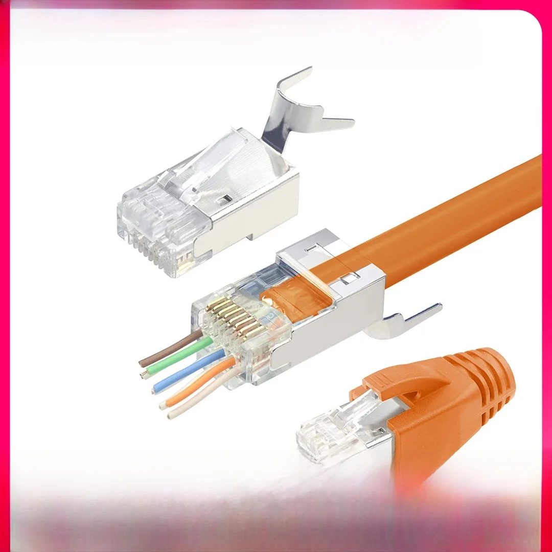 ZOERAX 10/30/50 pièces Cat7 Cat6A RJ45 connecteurs de passage blindés prise modulaire plaquée or 50μ avec bottes anti-traction