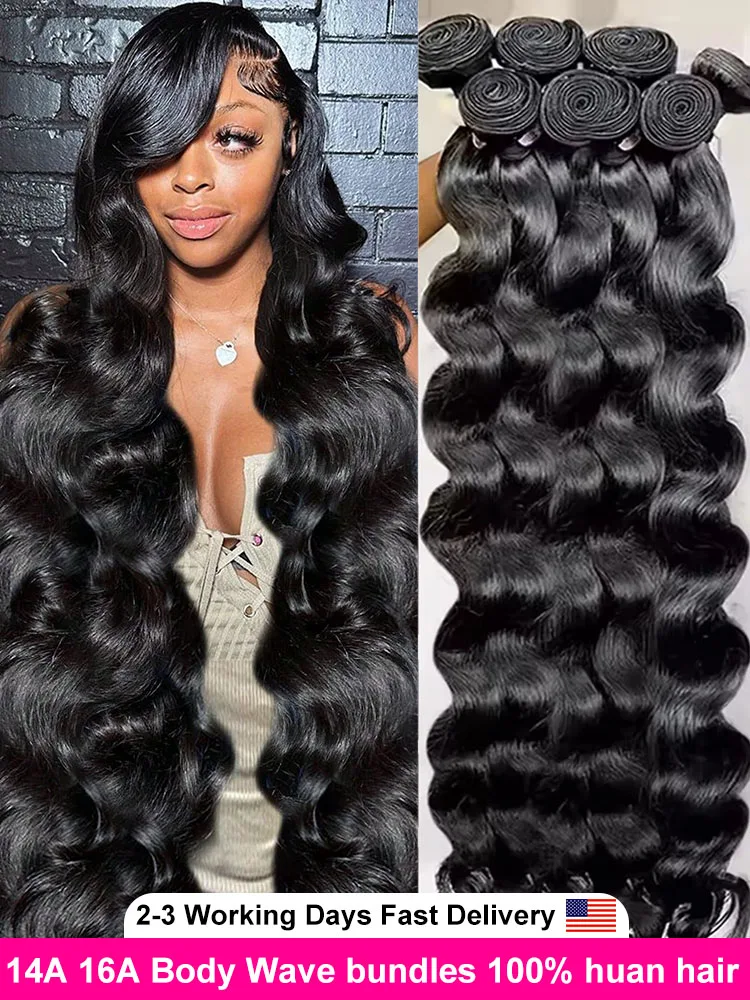 

16A 30 Inch Body Wave Bundles 100% Human Hair Brazilian Weaving Natural Black 4 Bundles Deal Virgin Hair Raw Hair Extensions