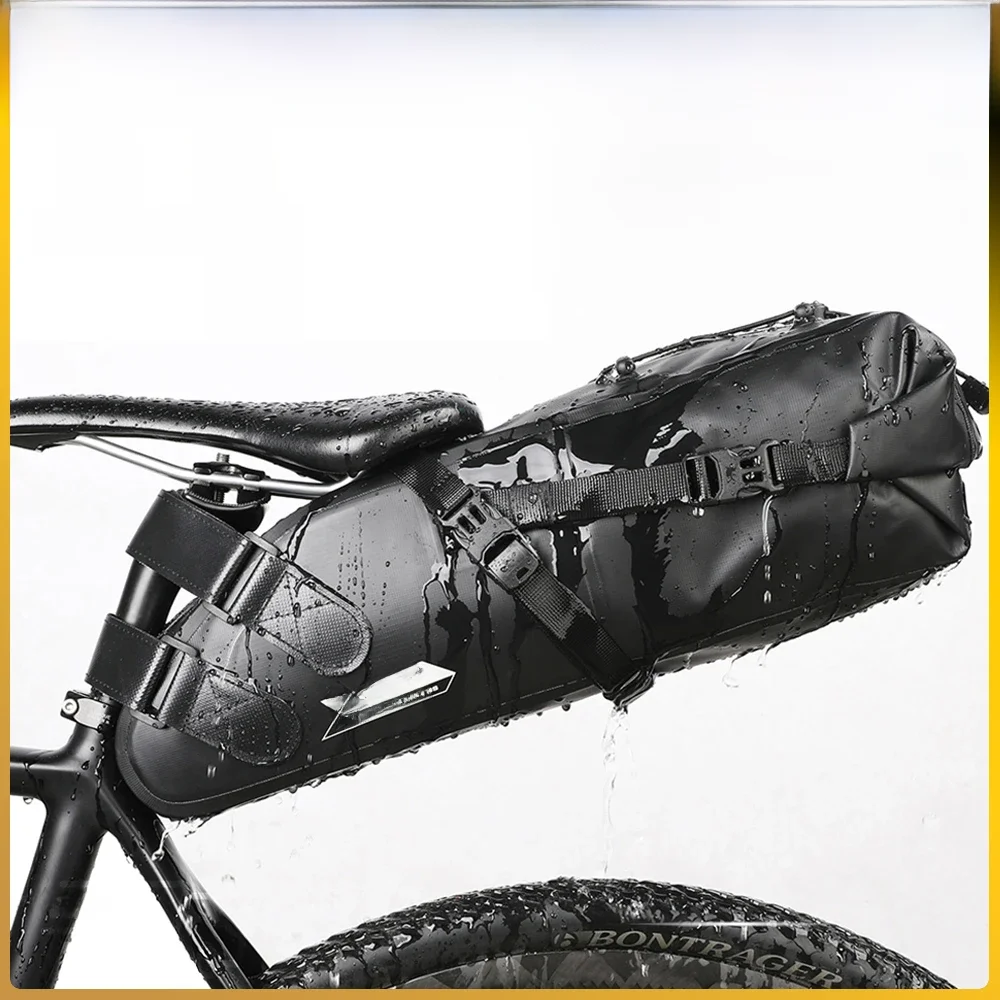 AliExpress Rhinowalk Bike Saddle Bag Waterproof 5L-13L Large Capacity Foldable Tail Rear Bag Reflective Cycling MTB Trunk Pannier Black