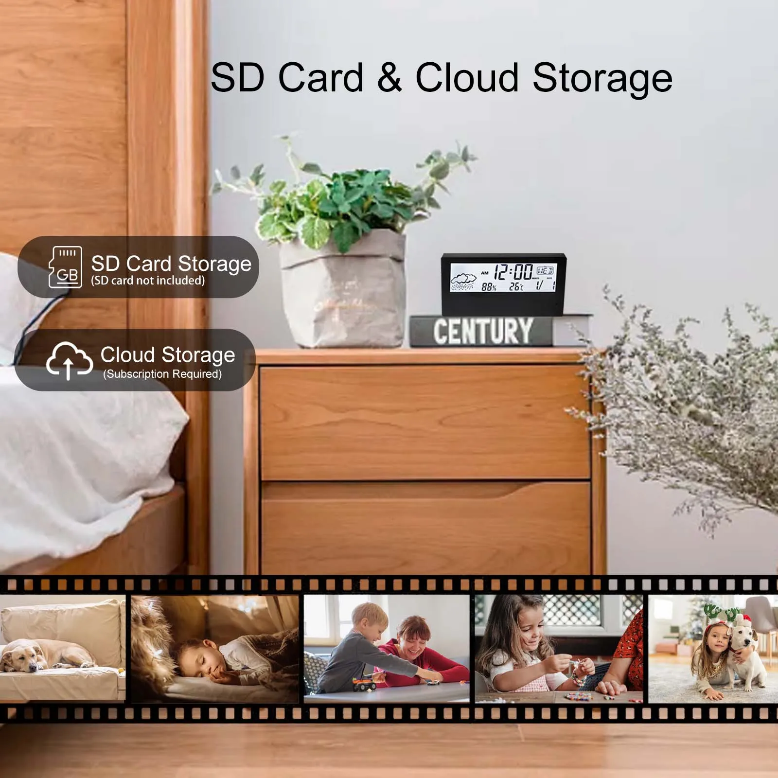 كاميرا منبه لاسلكية عالية الدقة 4K ، واي فاي ، كشف الحركة ، المشاهدة عن بعد ، التطبيق ، كاميرا المربية ، مراقبة المنزل والمكتب