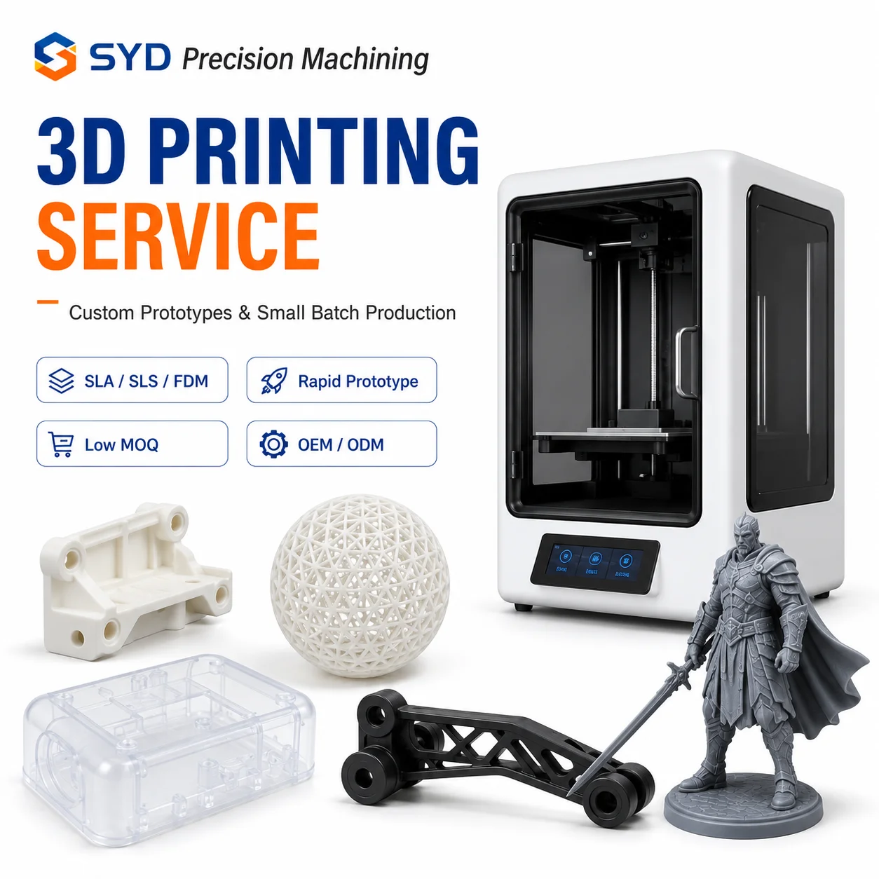 Custom 3D Printing Service SLA SLS FDM Resin Nylon ABS Prototype Parts OEM ODM Small Batch Manufacturing