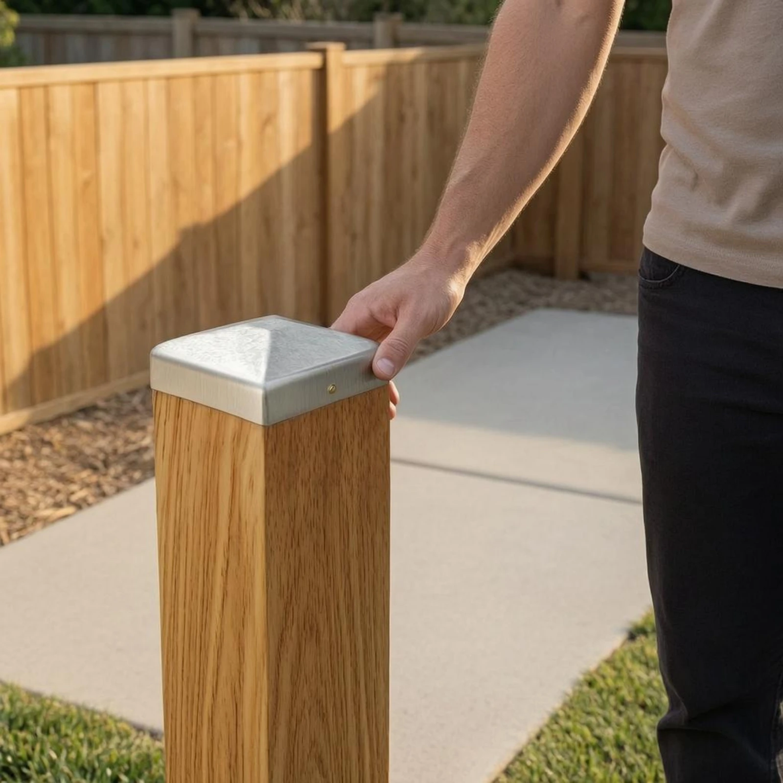 6 Pieces Metal Fence Post Cover Pyramidal Pyramidal Cap Fence Fence Post Cover Brushed Finish Outdoor Hardware for Wooden Fence