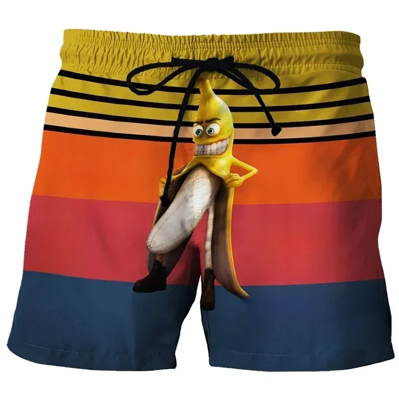 Lustige Obst Banane Design Grafik Strand Shorts Hip Hop Hahn Tier 3D Gedruckt Kurze Hosen Urlaub