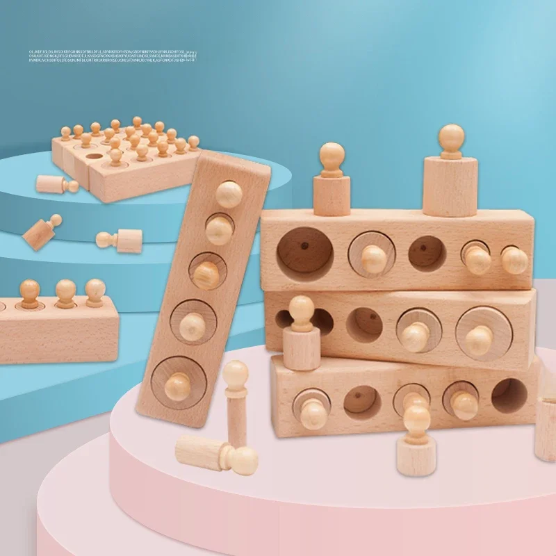 Jouets sensoriels de développement de douilles de cylindre à boutons Montessori, Coordination œil-main pour enfants de 3 ans et plus, cadeaux pour enfants