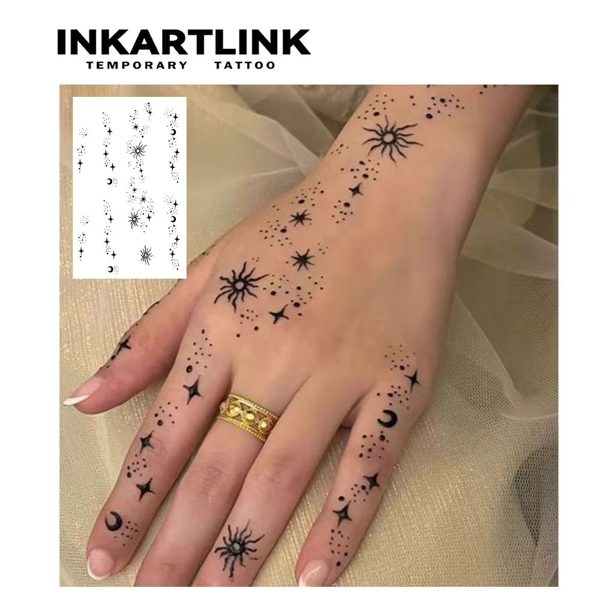 Henna Finger Tattoo (14) Temporary Tattoo,Lasts To 15 Days New Technology Magic Waterproof Semi Permanent Sticker.