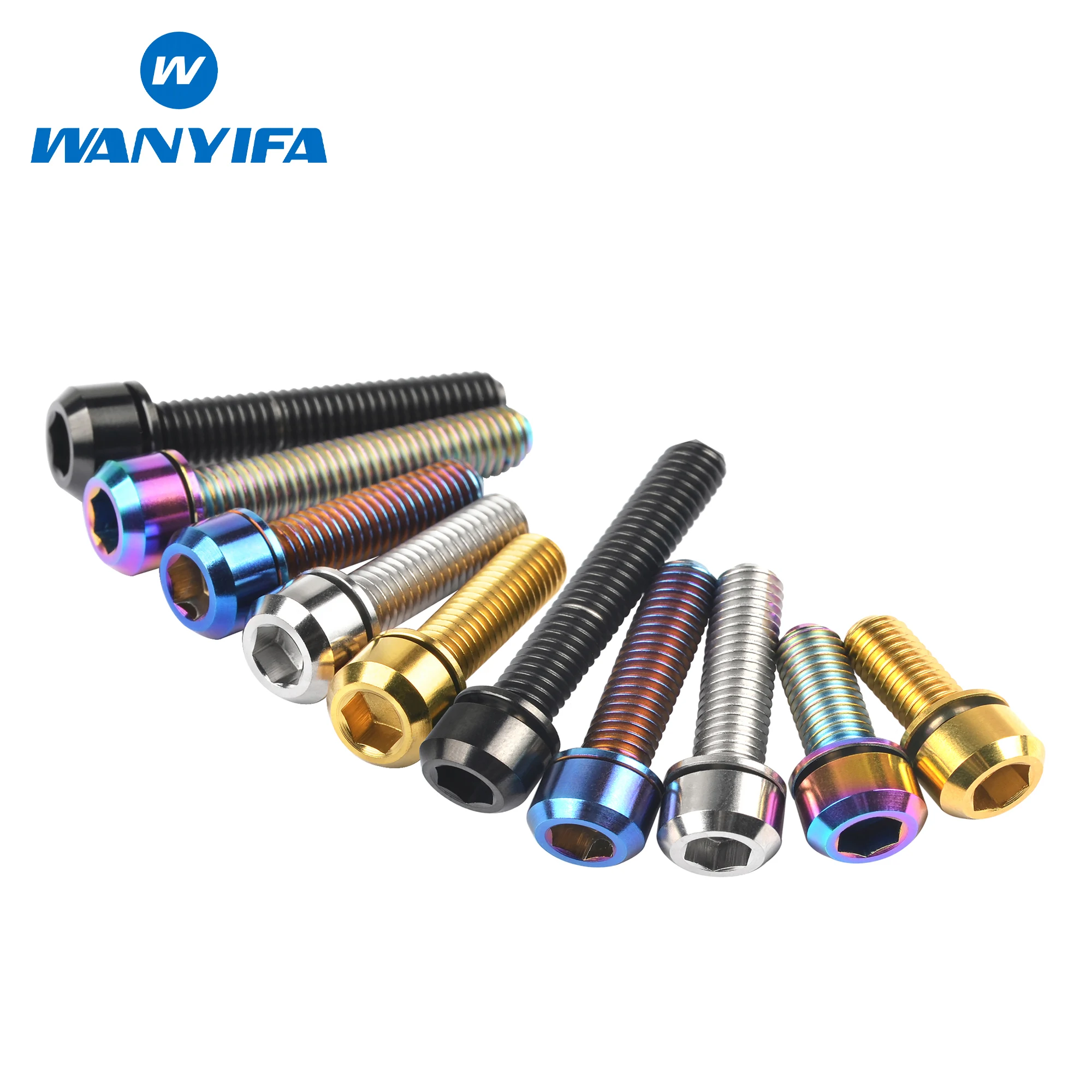 Wanyifa Titanium Bolt M6x16 18 20 25 35mm Socket Head Screw with Washer for Bicycle Disc Brake Adapter Mount Bicycle Screws