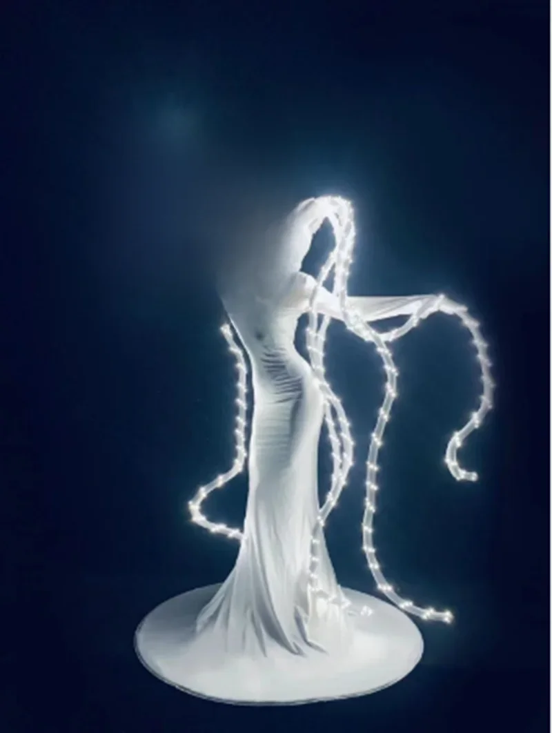 Bar nocny GOGO pokaż biały LED ośmiornica kostium LED luminous spódnica impreza z okazji Halloween sukienka cosplay — zdjęcie 2