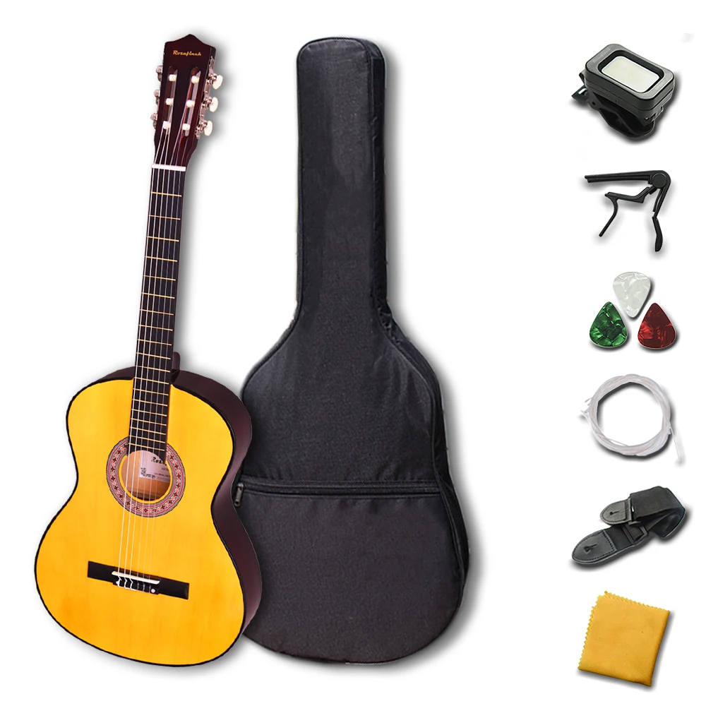 Rosefinch 30/39 Inch Classical Guitar Child Guitarra Fast delivery Free Accessories with Capo Strings Picks Tuner Nylon String