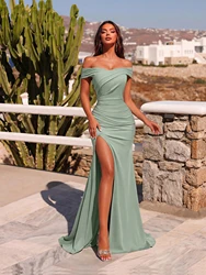 Adyce New Front Crossed Ruched Dress Women Elegant Off Shoulder Strapless Sexy High Split Club Party Celebrity Evening Vestidos