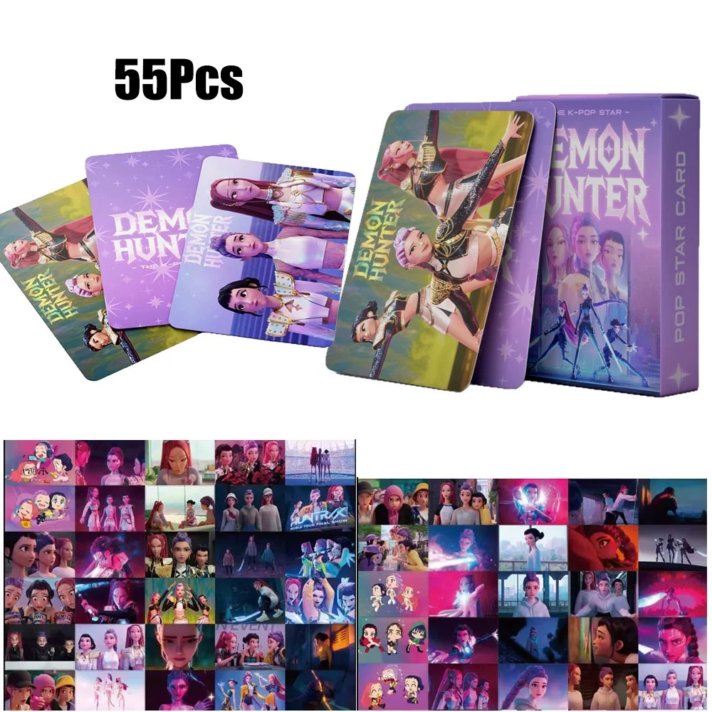 

30/55/96pcs K-POP Demon Hunter Holographic Cards - Boy Girl Group Anime Collectible Set, HUNTR/X Photocards for Trading Card Gam