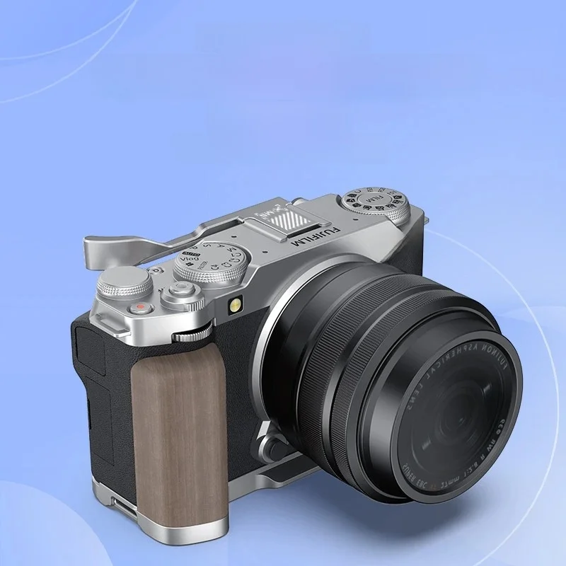 Do zestawu rozszerzającego Fuji X-M5 Kamery Płytka szybkiego zwalniania L Uchwyt z litego drewna Aluminiowy uchwyt na palec Zestaw przycisków migawki — zdjęcie 2