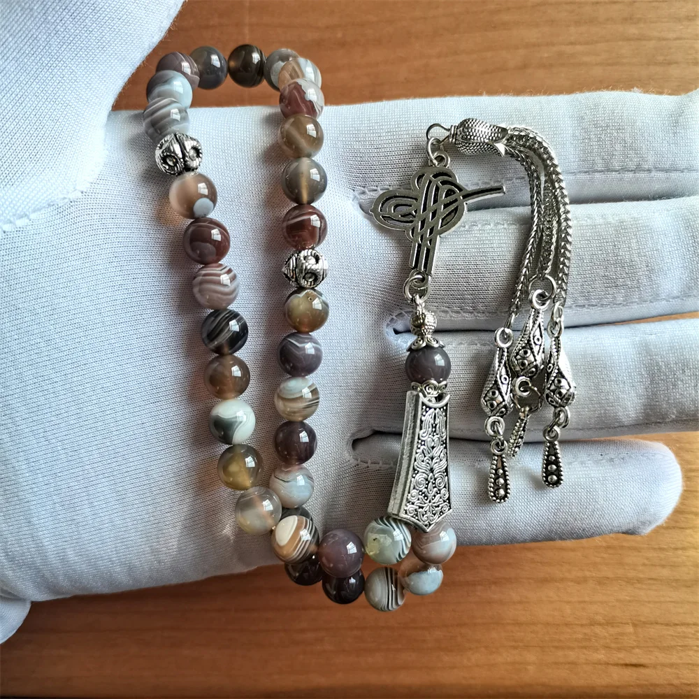 Muslim Rosary Islamic Prayer Beads Persian Gulf Agate Tasbih Misbaha