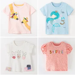 1-7Y Kids Bebe Girls t-shirt Tops 100% Combed Cotton Brand 2025 Infant Children Summer tshirt Baby Girl Clothes Kids Cartoon Tee