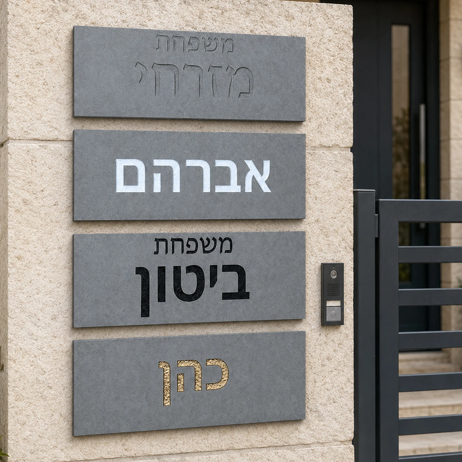 Customizable Hebrew House Sign Personalized Name Number Icon Large Outdoor Address Plaque Housewarming Gift Home Decor 29x10cm