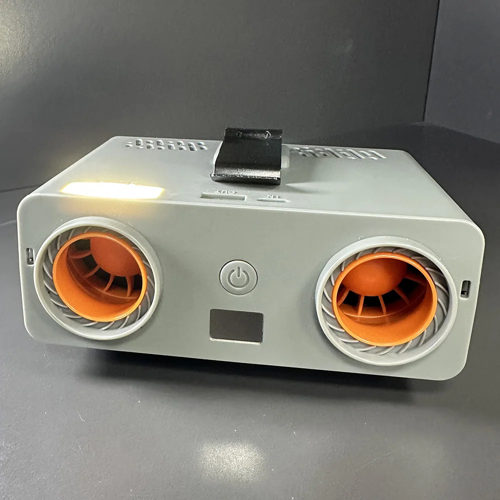 5 Speed 12000mAh Waist Fan, Multi-mode Flashlight Light Include SOS, 5V/2A Output & Input Charging for Phones Tablets Power Bank