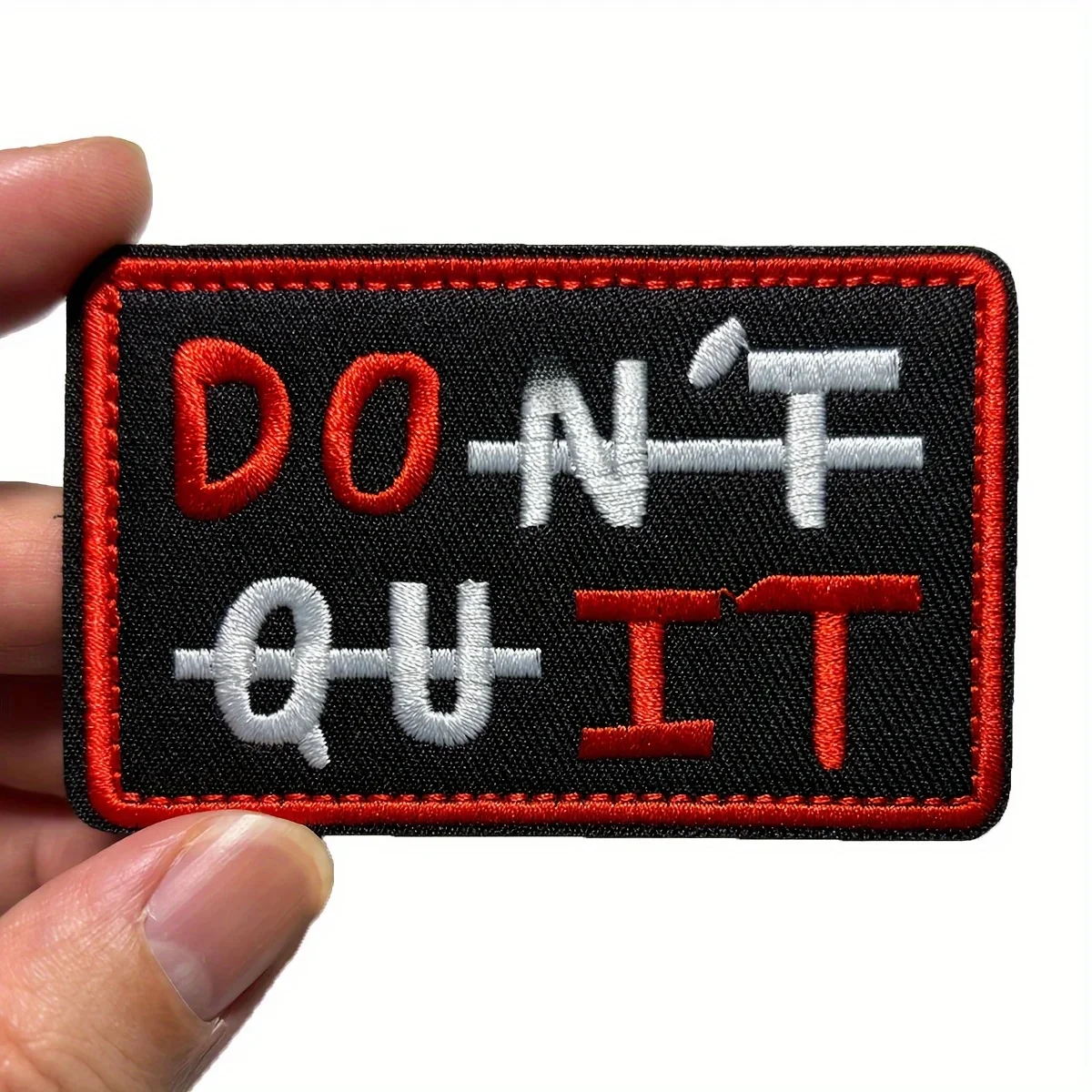 naszywki naszywka na rzep Zabawna naszywka na memy „Do It Don't Quit” – motywacyjna haftowana aplikacja Morale Velcros na odzież, torby, czapki i majsterkowanie – cytat — zdjęcie 2