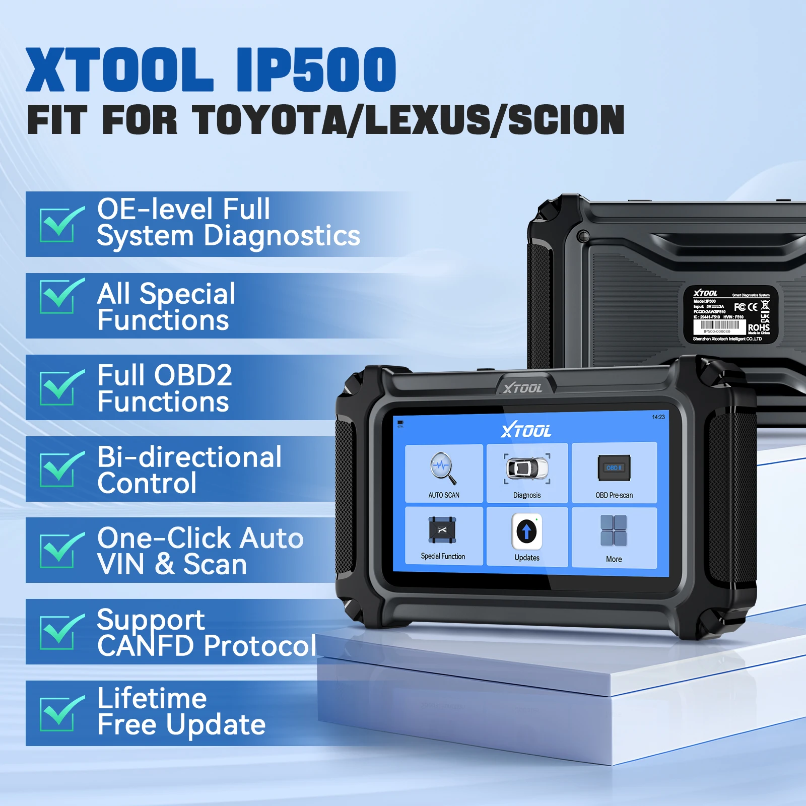 XTOOL IP500-TLS Active Test OBD2 Scanner,Designed Specifically for Toyota/Lexus/ Scion,19+Services ,Lifetime Free Update Scanner