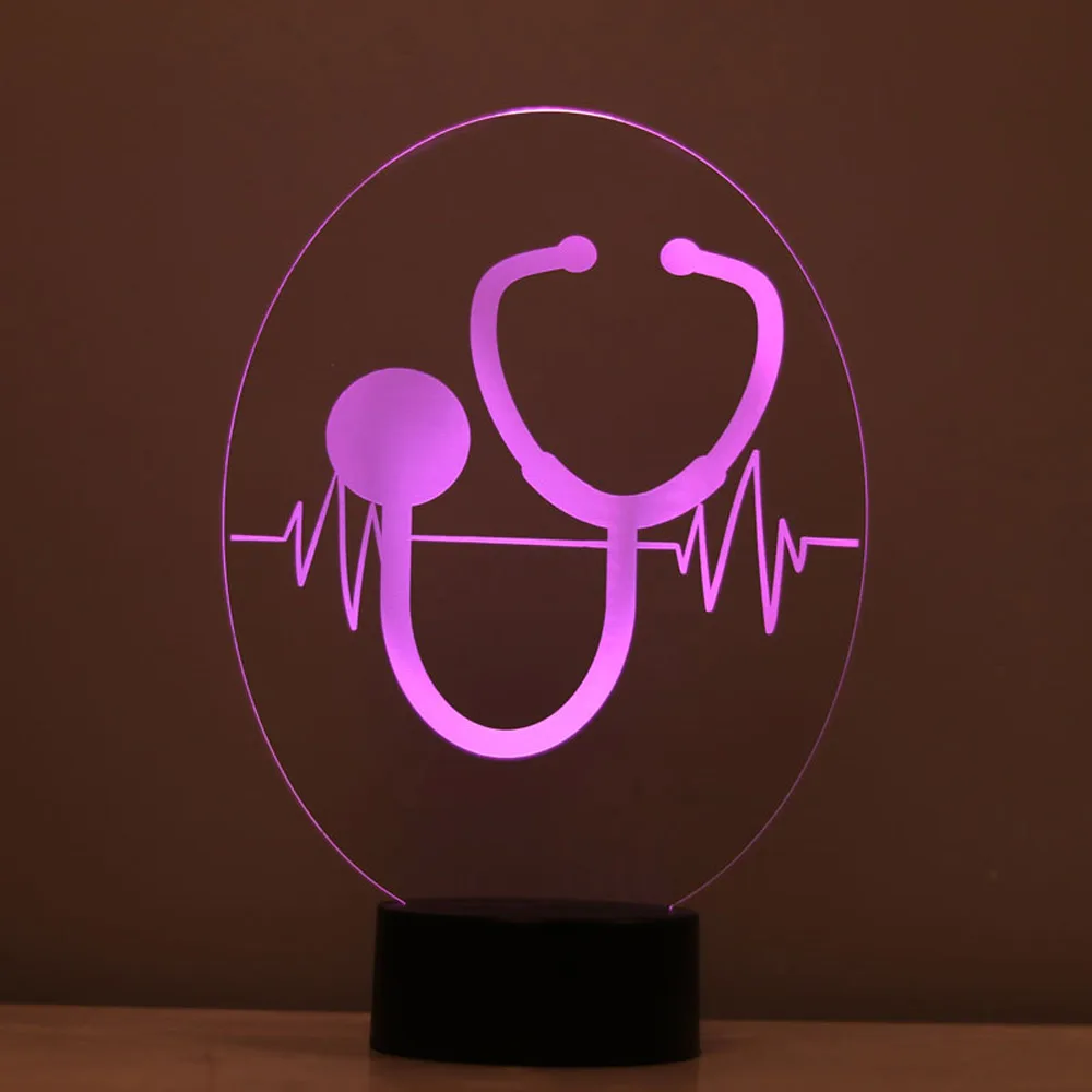 Stethoscope 3D Illusion Acrylic LED Lamp Gift for Doctors Xmas Christmas Party Decorations Wedding Home Decoration Neon Signs