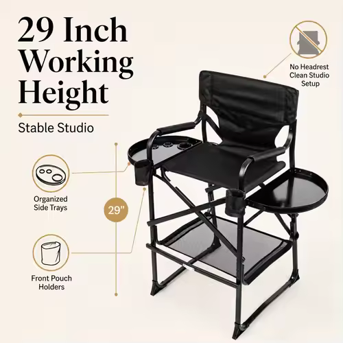 Wholesale Aluminum Folding Portable Upgraded Tall Director Makeup Artist Chair - Image 4