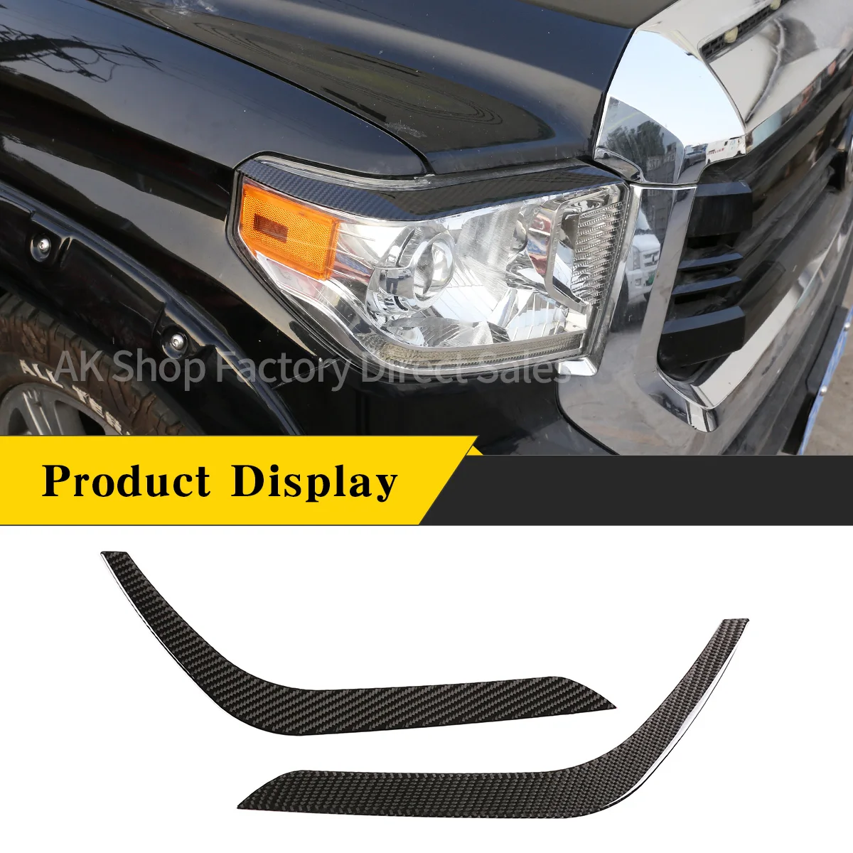 

For Toyota Tundra 2014-2018 Real Carbon Fiber（Soft） Car Headlight Eyebrow Decoration Panel Cover Sticker Car Accessories