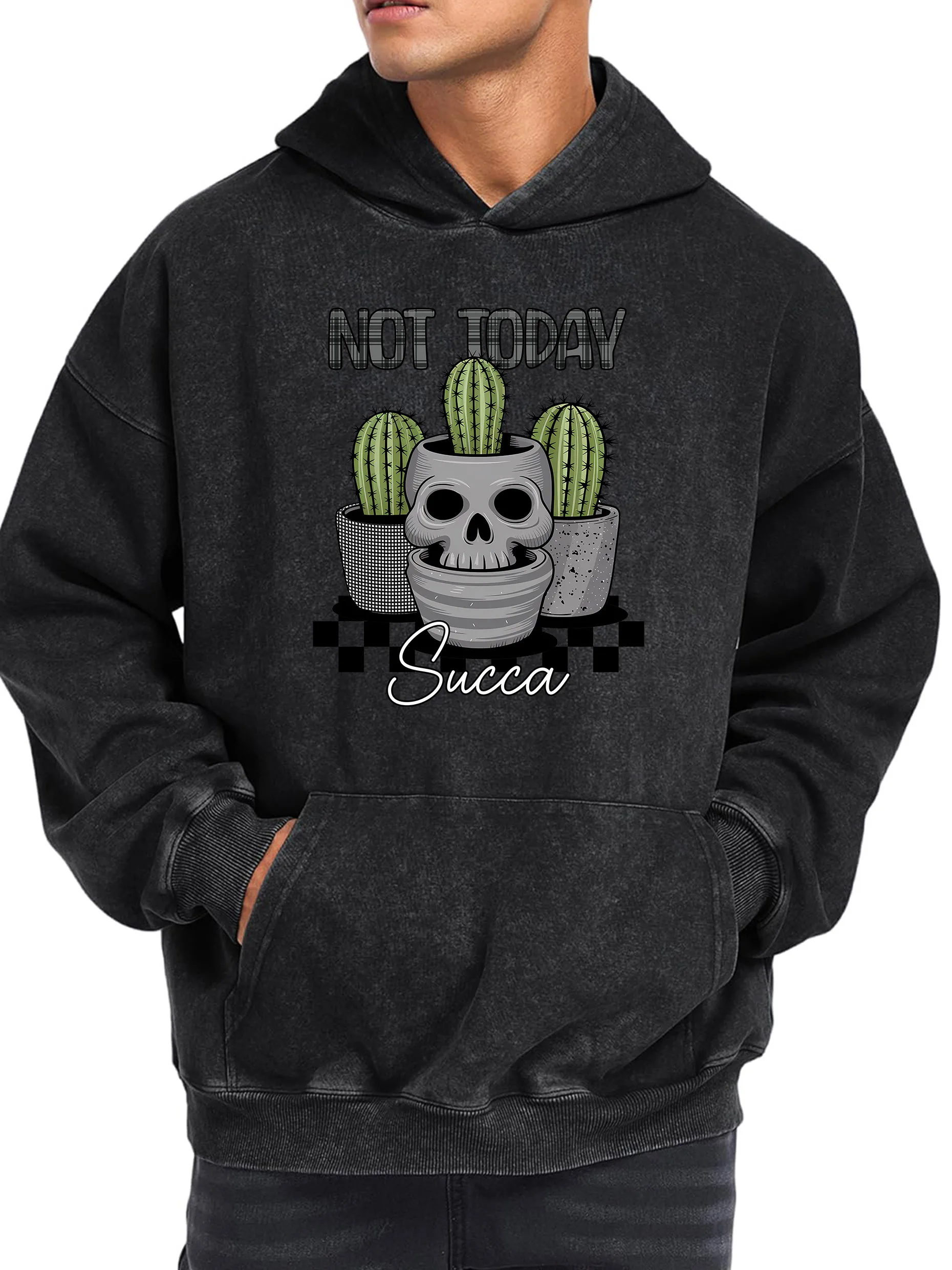 

400 г Мужская толстовка с капюшоном NOT TODAY с принтом в стиле ретро, стираная толстовка с длинными рукавами, которую можно стирать в машине, мягкая