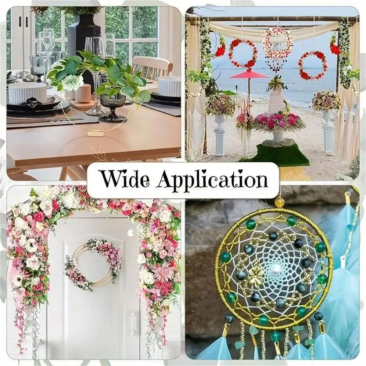1 Stück/5 Stück/10 Stück 2 Größen Kranz Gold Creolen für DIY Blumen Hochzeitsdekorationen, Traumfänger und Wandbehang Kunsthandwerk – Detail 2