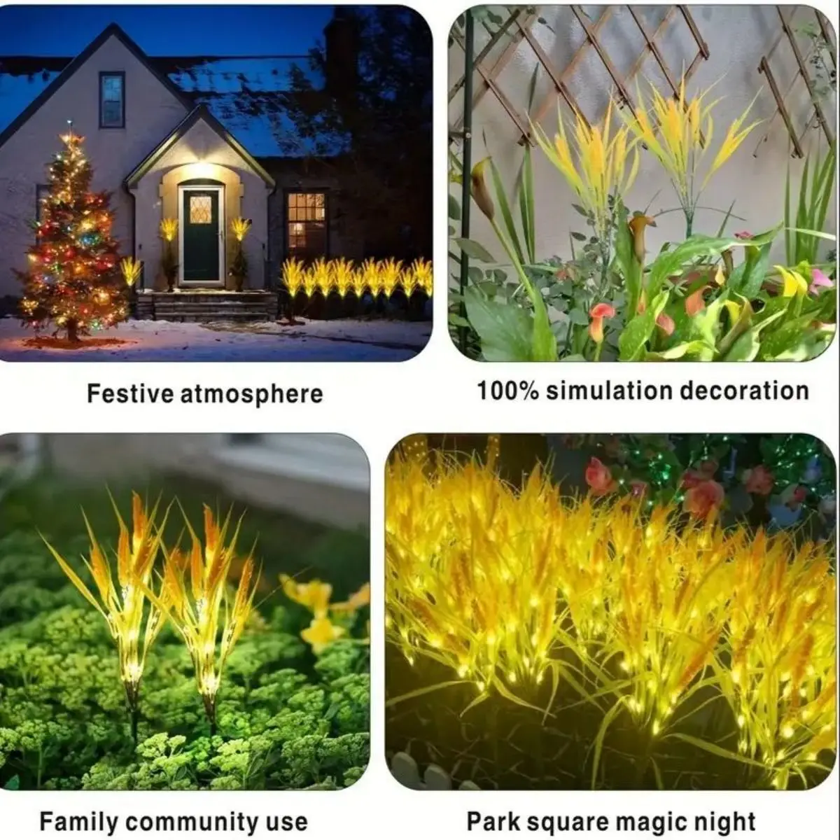 Vibrant Autumn Wheat Solar Pathway Lights - Dusk-to-Dawn LED Courtyard Decor - Waterproof Outdoor Lighting for Autumn Seasons