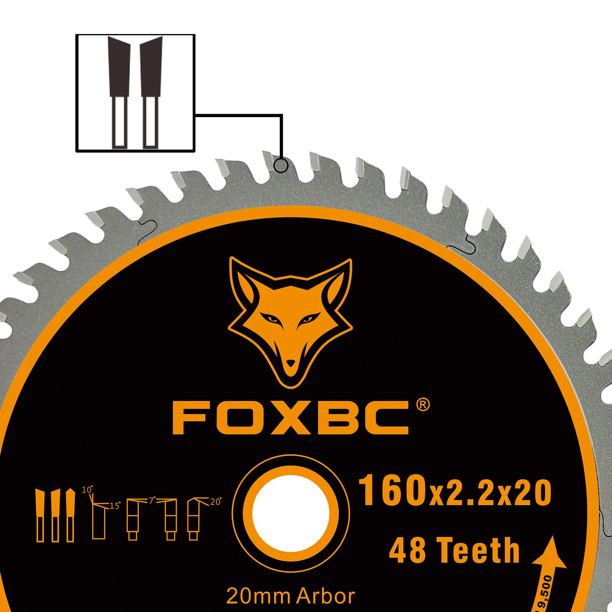 Гусеничная пила FOXBC 495377, 160x2,2x20 мм 48 т, тонкая резка по дереву для Festool TS 55, TSC 55, ATF 55, AP 55, DeWalt DWS520K, 1 шт.