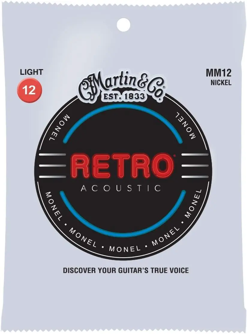 MartinGuitar MM12 Retro Monel Acoustic Guitar Strings, Light 12-54