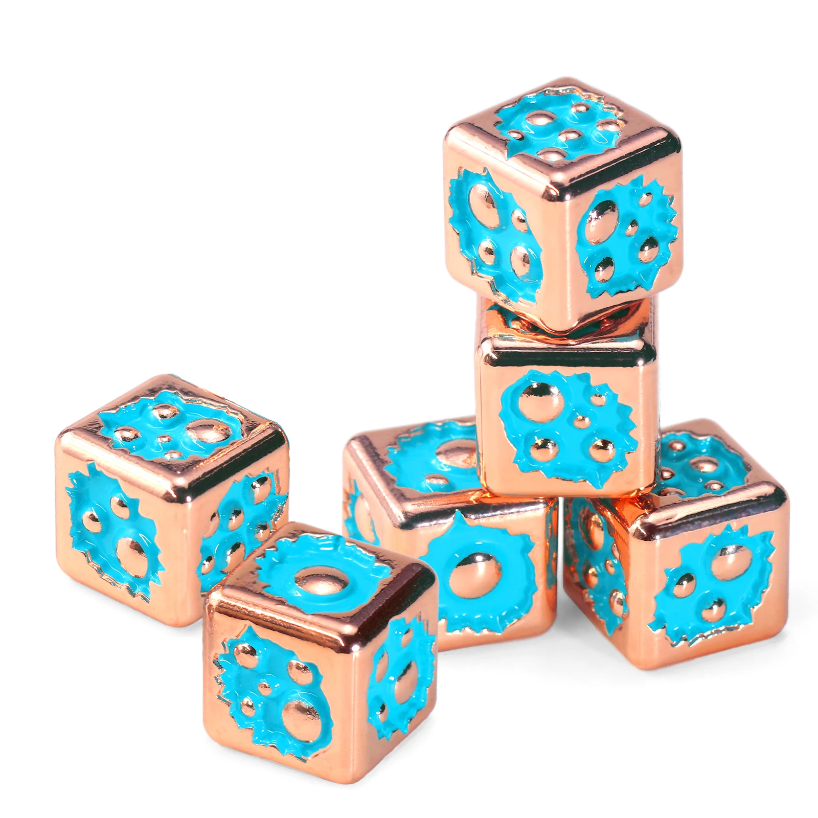 

Металлические игральные кости D6, набор кубиков DND, 15 мм D6, концептуальные игральные кости нового дизайна для настольных игр (голубой блеск)