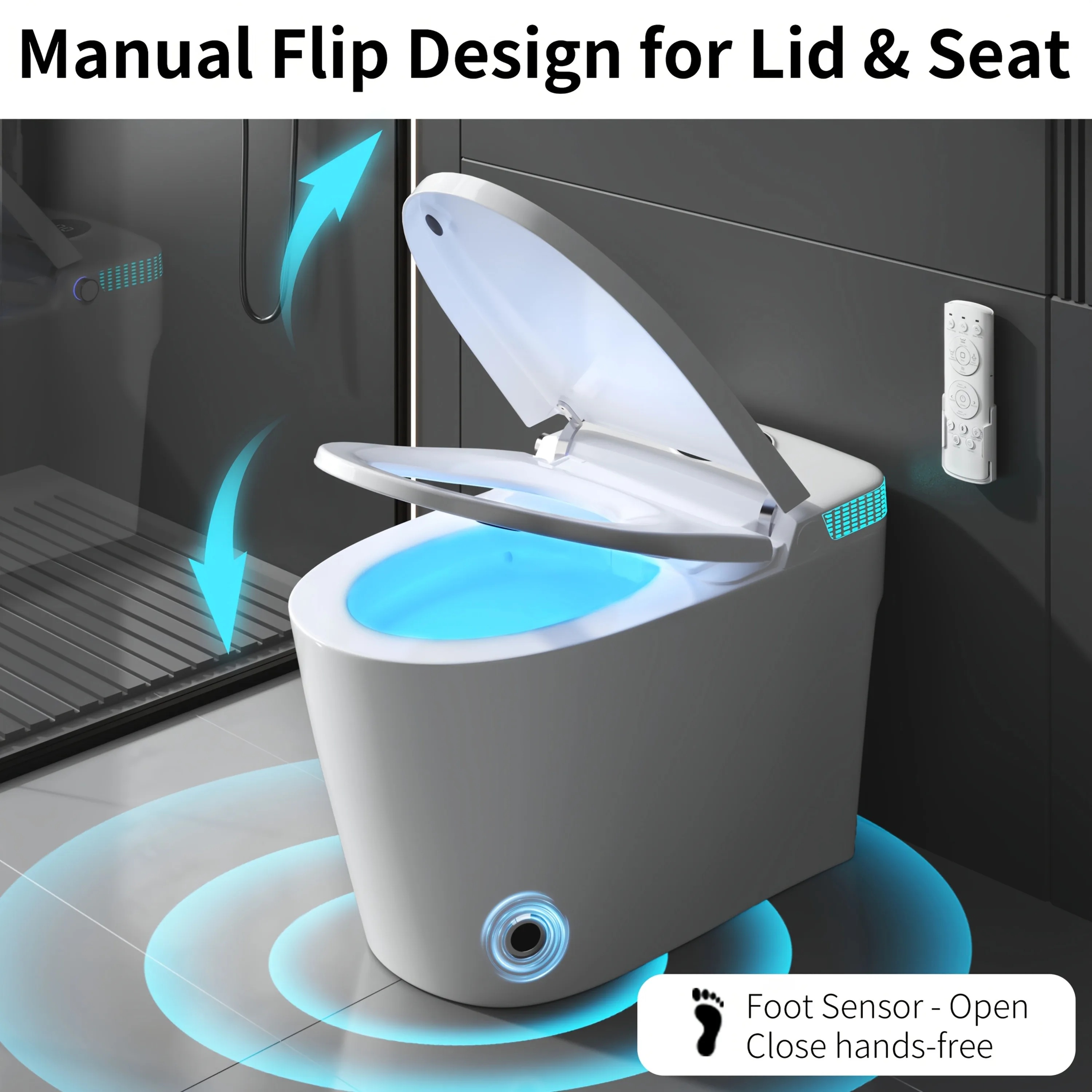 Bidet Smart Toilet With Heated Seat, Night Light, Multiple Cleaning, With Dual Flush System And Versatile Flushing Modes, Removable Spray Rod, Dryer, Bathroom Slow-close, Silent, Energy-saving Mode, Leakage Protection