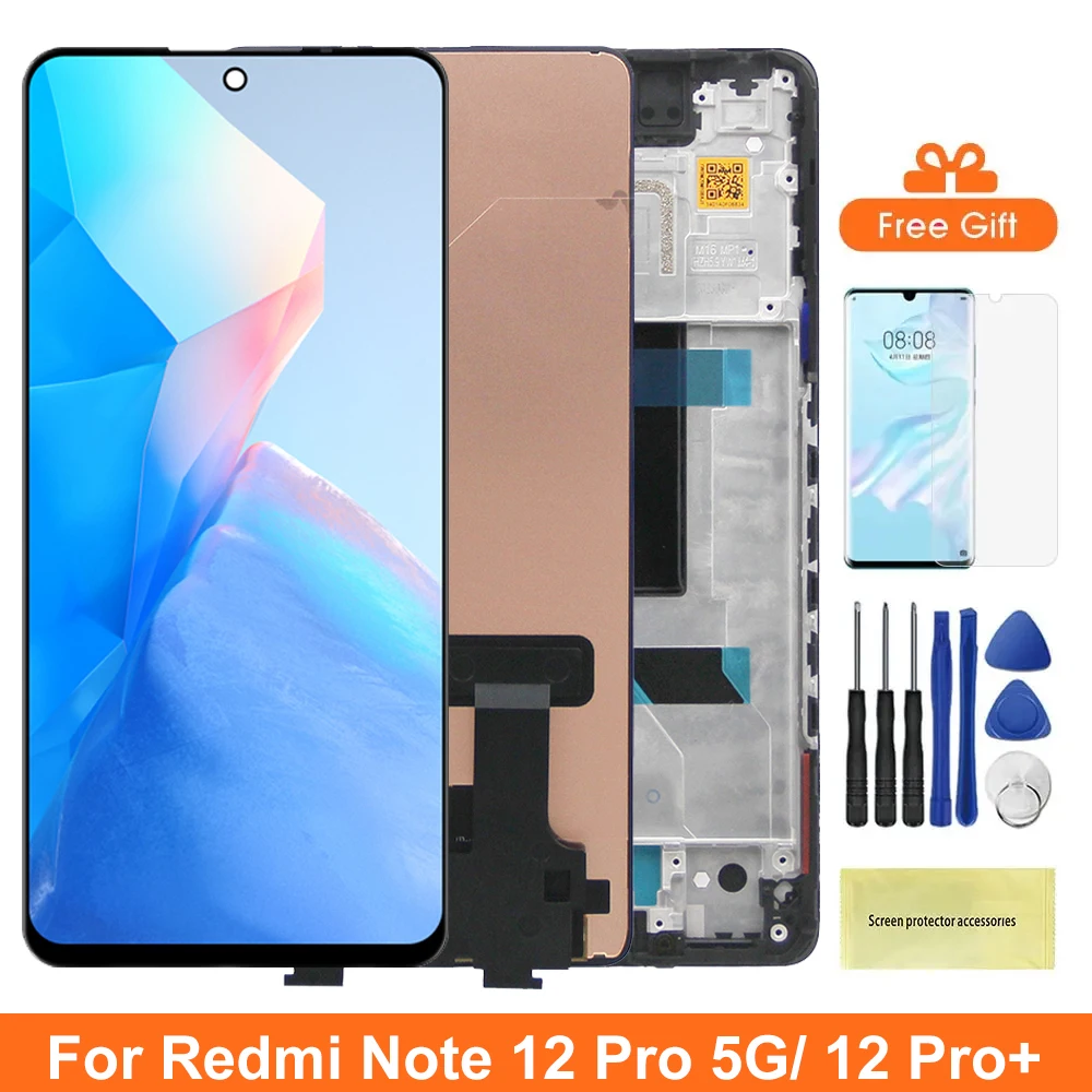 Screen for Xiaomi Redmi Note 12 Pro+ / 12 Pro Plus Lcd Display Touch Screen Digitizer with Frame for Xiaomi Redmi Note 12 Pro 5G